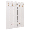 Portemanteau mural HWC-N95, panneau de vestiaire, paulownia 7 crochets 86x60cm - blanc