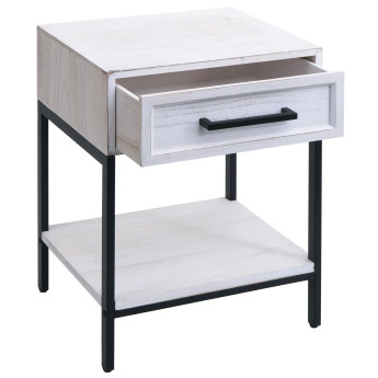 Table de nuit HWC-N91, commode table d'appoint armoire, tiroir shabby look bois de paulown