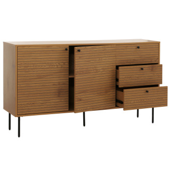 Commode HWC-N78, Sideboard, 3 tiroirs 2 portes, style scandinave métal bois mélamine MVG 8