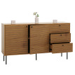 Commode HWC-N78, Sideboard, 3 tiroirs 2 portes, style scandinave métal bois mélamine MVG 8
