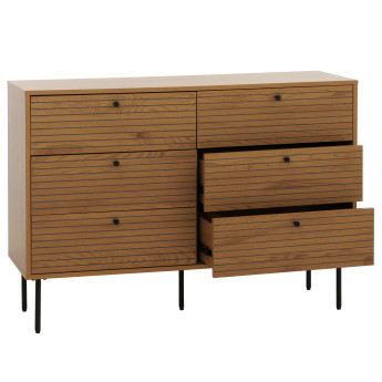 Commode HWC-N78, Sideboard armoire, 6 tiroirs, style scandinave métal bois mélamine MVG 85