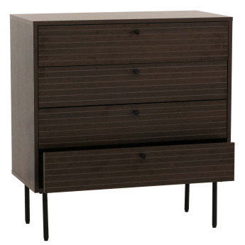 Commode HWC-N78, Sideboard armoire, 4 tiroirs, style scandinave métal bois mélamine MVG 85