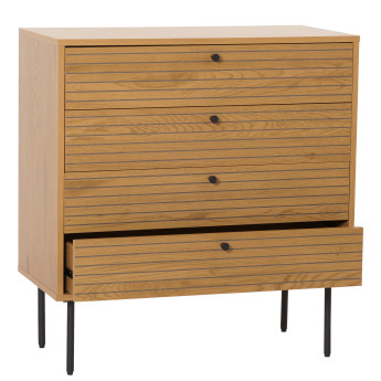 Commode HWC-N78, Sideboard armoire, 4 tiroirs, style scandinave métal bois mélamine MVG 85