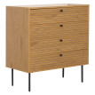 Commode HWC-N78, Sideboard armoire, 4 tiroirs, style scandinave métal bois mélamine MVG 85