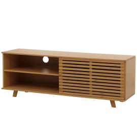 Meuble TV en bambou HWC-N80, table basse, commode, avec compartiments de rangement certifi