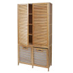 Armoire de salle de bain en bambou HWC-N83, étagère, armoire de rangement, 2 paniersàlinge