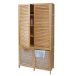 Armoire de salle de bain en bambou HWC-N83, étagère, armoire de rangement, 2 paniersàlinge