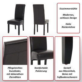 Lot de 2 chaises de salle à manger HWC-N67, chaise de cuisine fauteuil en bois massif simi