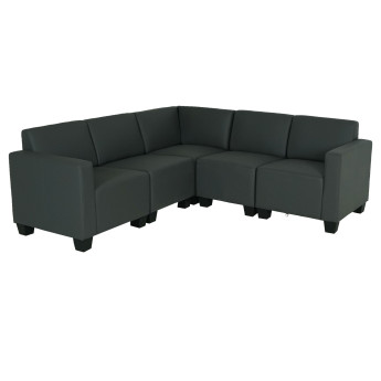 Modular Sofa-System Ensemble de canapés Lyon 5, similicuir - gris foncé