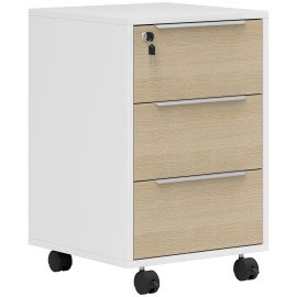 Caisson de bureau KOJIRA aspect bois naturel et blanc