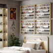 Vitrine murale 2 portes verre KAJINE aspect bois clair et blanc