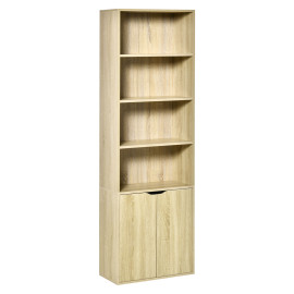 Bibliothèque étagère 180 cm armoire 2 portes KERRY effet bois clair