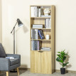 Bibliothèque étagère 180 cm armoire 2 portes KERRY effet bois clair