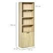 Bibliothèque étagère 180 cm armoire 2 portes KERRY effet bois clair