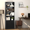 Bibliothèque étagère 180 cm armoire 2 portes DERBY noire