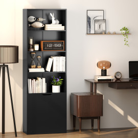 Bibliothèque étagère 180 cm armoire 2 portes DERBY noire