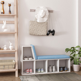 Bibliothèque Banc 2 en 1 JACADI bleu chiné et blanc