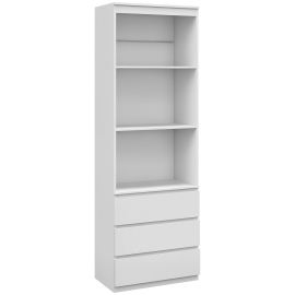 Bibliothèque 3 étagères 3 tiroirs TALLY effet bois blanc