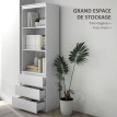 Bibliothèque 3 étagères 3 tiroirs TALLY effet bois blanc