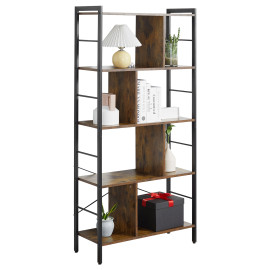 Bibliothèque 5 niveaux HASSIE effet bois vieilli