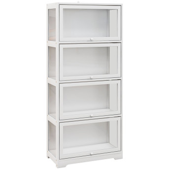 Vitrine colonne acrylique 4 niveaux LIORA blanc
