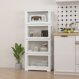 Vitrine colonne acrylique 4 niveaux LIORA blanc