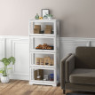 Vitrine colonne acrylique 4 niveaux LIORA blanc