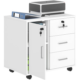 Caisson de bureau verrouillable à roulettes ELORA blanc