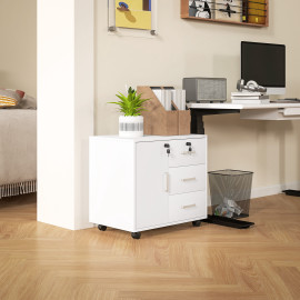 Caisson de bureau verrouillable à roulettes ELORA blanc