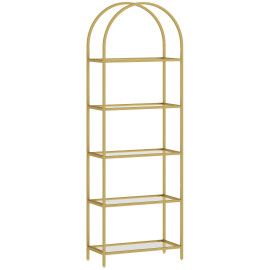 Etagère arc métal et verre ZEUS dorée