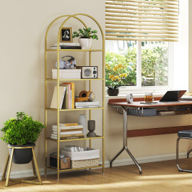 Etagère arc métal et verre ZEUS dorée