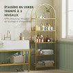 Etagère arc métal et verre ZEUS dorée