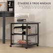 Desserte de rangement support d’imprimante NERON noir