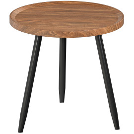 Table basse ronde SIENNA effet bois de noyer et noire