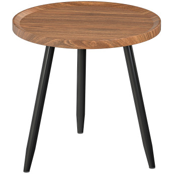 Table basse ronde SIENNA effet bois de noyer et noire