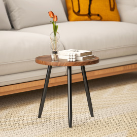 Table basse ronde SIENNA effet bois de noyer et noire