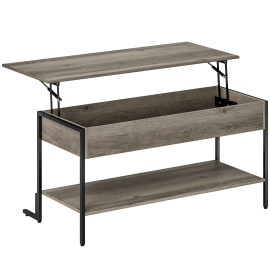 Table basse relevable ARLENE effet bois gris et noir