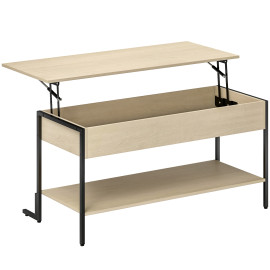 Table basse relevable SOLENE effet bois naturel et noir