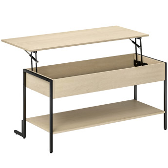 Table basse relevable SOLENE effet bois naturel et noir
