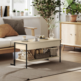 Table basse relevable SOLENE effet bois naturel et noir
