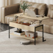 Table basse relevable SOLENE effet bois naturel et noir