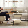 Table basse relevable SOLENE effet bois naturel et noir