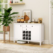 Buffet range-bouteilles DORIAN aspect chêne clair et blanc