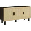 Buffet 3 portes cannage rotin MALIYA aspect bois et noir