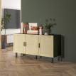 Buffet 3 portes cannage rotin MALIYA aspect bois et noir