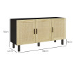 Buffet 3 portes cannage rotin MALIYA aspect bois et noir