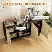 Buffet 3 portes cannage rotin MALIYA aspect bois et noir