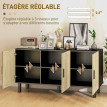 Buffet 3 portes cannage rotin MALIYA aspect bois et noir