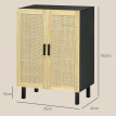 Buffet 2 portes cannage rotin KAYA aspect bois et noir