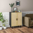 Buffet 2 portes cannage rotin KAYA aspect bois et noir